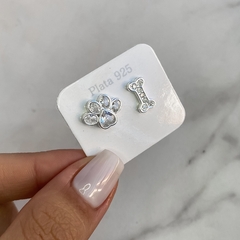 aros huella y hueso con cubics (cod ar758)