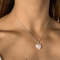 conjunto con dije corazon de cuarzo blanco - comprar online