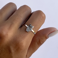 anillo centro buho con cubics (Cod an506)