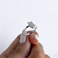 anillo centro buho con cubics (Cod an506) en internet
