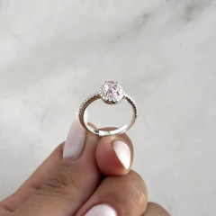 Anillo medio sin fin centro cubic rosa (Cod An1097) en internet