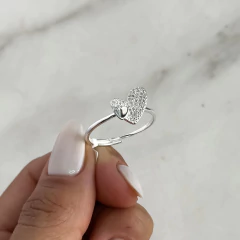 anillo centro corazon con cubics regulable (cod an988) - ANDREOLI JOYERIA 