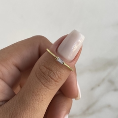 anillo cubic carre blanco de plata gold (Cod an448) - comprar online