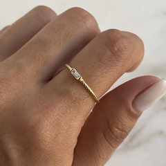 anillo cubic carre blanco de plata gold (Cod an448) en internet