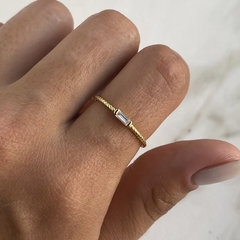 anillo cubic carre blanco de plata gold (Cod an448)