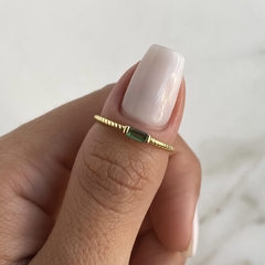 anillo cubic carre verde de plata gold (cod an446) en internet