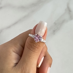 anillo centro cubic corazon rosa (Cod an690) - comprar online