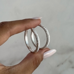 Argollas diseño arenado (Cod ar919) - ANDREOLI JOYERIA 