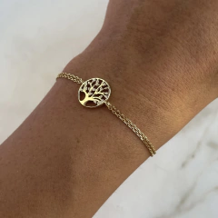 Pulsera centro arbol de la vida con cúbics de plata gold (Cod P318) - comprar online