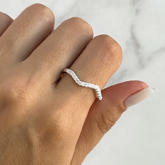 Anillo en conjunto, medio sin fin y con centro cubic (Cod an694) - comprar online