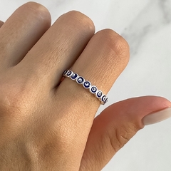 Anillo sin fin con ojos azules (Cod an689)