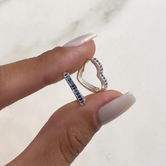 argollas forma corazon con cubics azules (Cod AR636) - comprar online