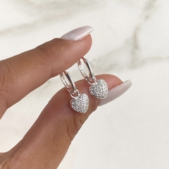 argollas con dije desmontable corazon con cubics (Cod AR635)