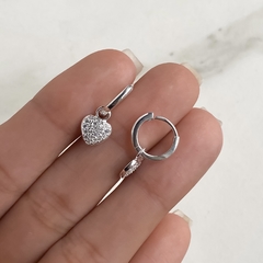 argollas con dije desmontable corazon con cubics (Cod AR635) - comprar online
