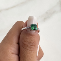 anillo centro cubic verde (cod AN465) - comprar online