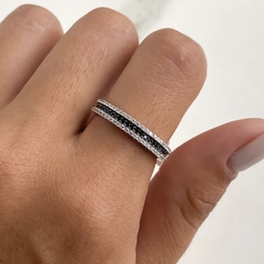 anillo medio sin fin cubics blanco y negro (cod AN463)