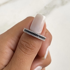 anillo medio sin fin cubics blanco y negro (cod AN463) - comprar online