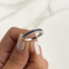 anillo medio sin fin cubics blanco y negro (cod AN463) en internet