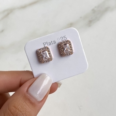 aros cubic carre de plata rose (Cod AR644)