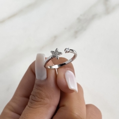 anillo estrella regulable con cubics (cod AN462) - comprar online