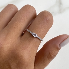 anillo medio sin fin centro cubic ovalado (Cod AN459)