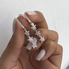argollas con dije estrellas colgante (Cod ar639)