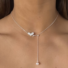 corbatero regulable de corazon con cubics y perla (cod c363) - comprar online