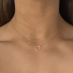 conjunto corazon calado con cubics de plata gold (cod c361)