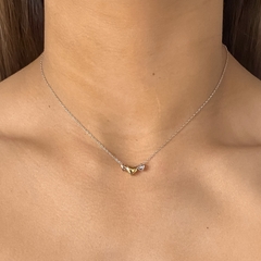 conjunto corazones pasante plata silver, gold y rose (Cod c360)