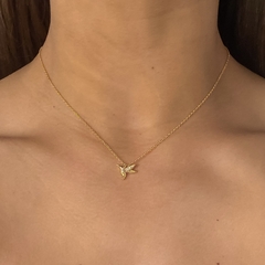 conjunto colibri con cubics de plata gold (cod c356)