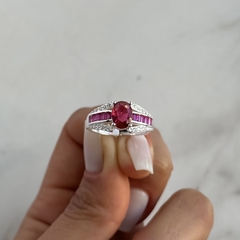 anillo diseño con cubics blancos y rosas baguette y ovalo (cod an724) en internet