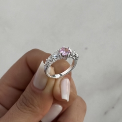 Anillo medio sin fin con cúbic rosa (Cod an725) - comprar online
