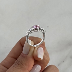 Anillo medio sin fin con cúbic rosa (Cod an725) en internet