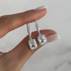 aros brisura con dije colgante cubic blancos (cod Ar797)