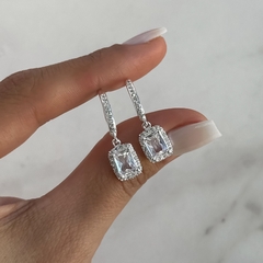 aros brisura con dije colgante cubic blancos (cod Ar797) en internet