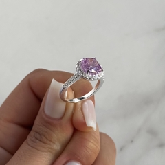 anillo medio sin fin centro cubic rosa cuadrado (cod An726) en internet