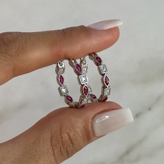argollas diseño con cubics blancos y rosas (cod Ar799) - comprar online