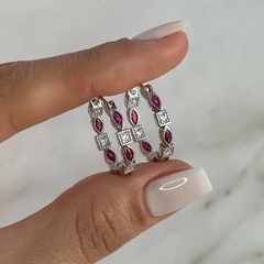argollas diseño con cubics blancos y rosas (cod Ar799) en internet
