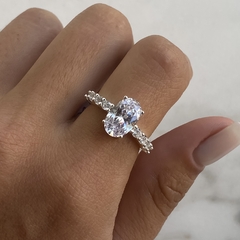 anillo medio sin fin con centro cubic (cod an497) - ANDREOLI JOYERIA 