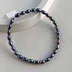 pulsera perla negra ovalada elastizada (cod p163) en internet