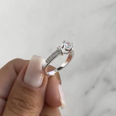 anillo medio sin fin con centro cubic (cod an491) - tienda online