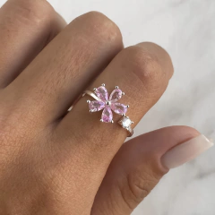 anillo flor y cubic rosas regulable (cod an488) - comprar online