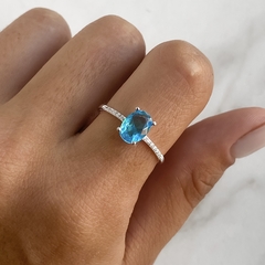anillo medio sin fin con centro cubic celeste (cod an486)