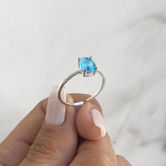 anillo medio sin fin con centro cubic celeste (cod an486) en internet
