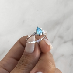 anillo medio sin fin centro cubic celeste (cod an484) - comprar online