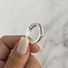 anillo medio sin fin con cubics blancos y azules (cod an475) - ANDREOLI JOYERIA 