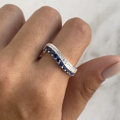 anillo medio sin fin con cubics blancos y azules (cod an475) - tienda online