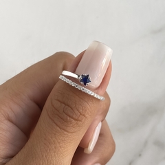 anillo regulable con cubic estrella negro y blanco (cod an474) - comprar online