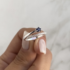 anillo regulable con cubic estrella negro y blanco (cod an474) en internet