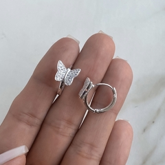 argollas con mariposa y cubics (Cod ar465) - tienda online